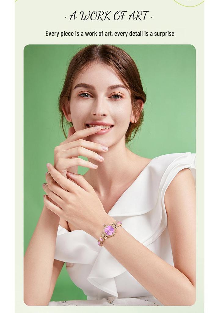 Mokago Women's Quartz Alloy Temperament Watch with Full Diamond Crown and Bracelet - Waterproof Light Luxury