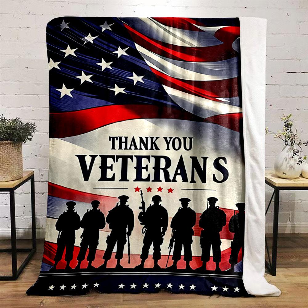 Thank You Veterans Flag Print Blanket bedroom Blanket for Livingroom Couch lunch break Soft throw for Friend's festival Gift