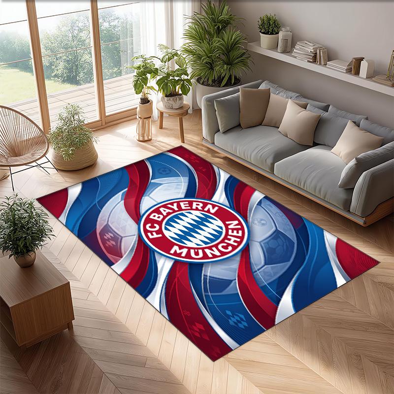 FC Bayern München Fußball Muster Weicher Teppich Rutschfest für Innenbereiche Sport Dekor Matte für Schlafzimmer