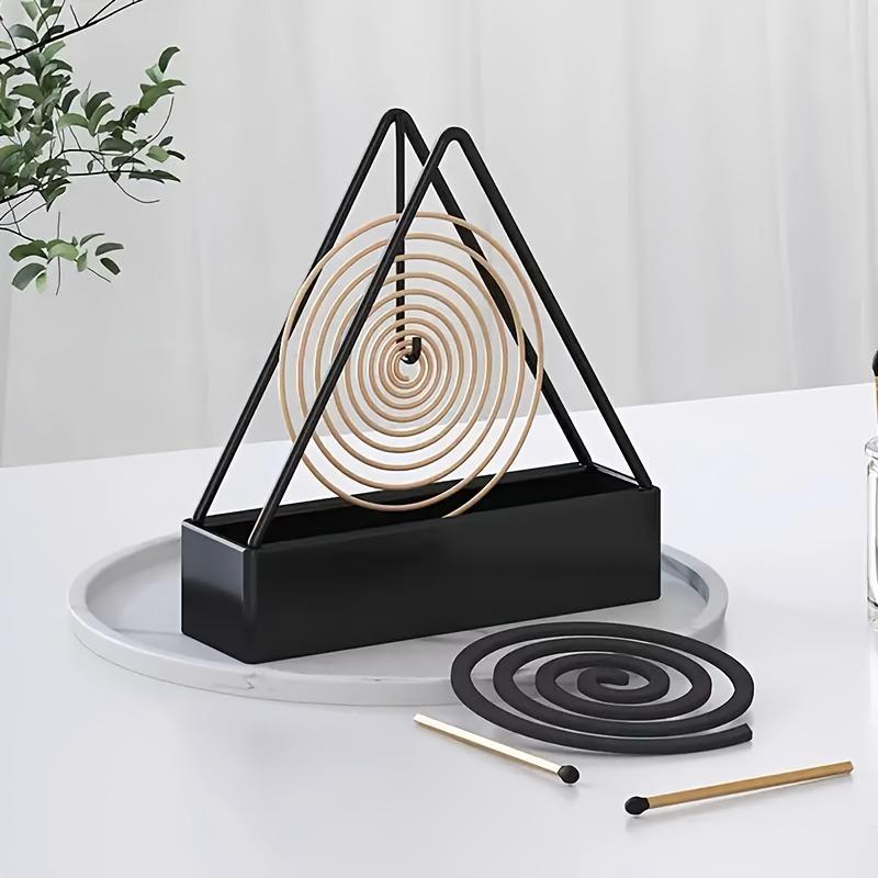 Stylish Elegant Simple Mosquito Coil Frame Triangle Iron Indoor and Outdoor Hanging Vertical Incense Burner Mosquito Tray