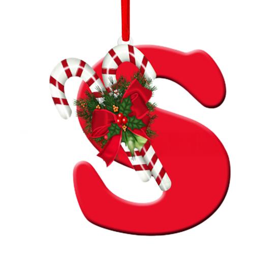 Christmas Acrylic Letter Hanging Decoration Car Rearview Mirror Xmas Tree A to Z Alphabet