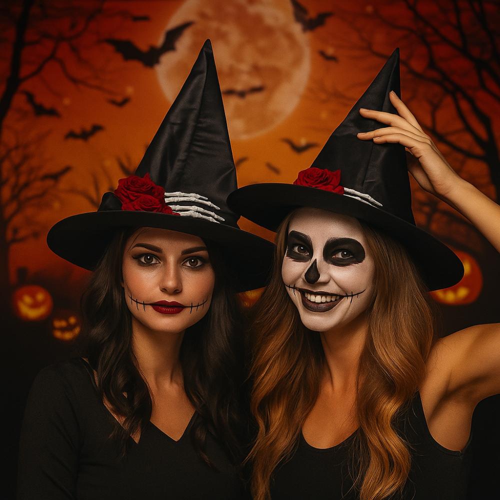 Skeleton Hand Halloween Witch Hats Flower Witch Hat Casual Style Skull Wizard Cap  Night club