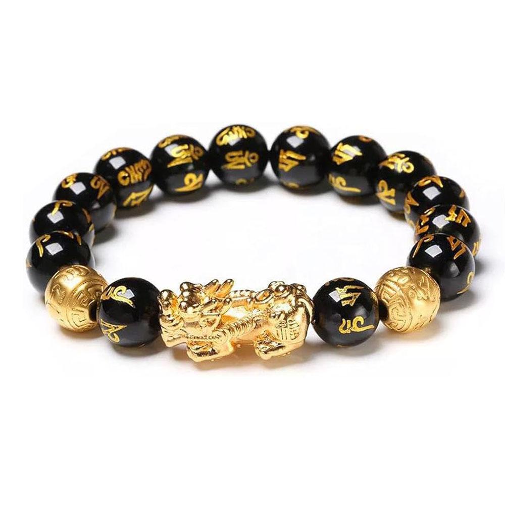 Bracelet Feng Shui Richesse et Chance, Bracelet Feng Shui Obsidienne Noire Pixiu Richesse Prospérité Perles Bouddha Bracelet Élastique