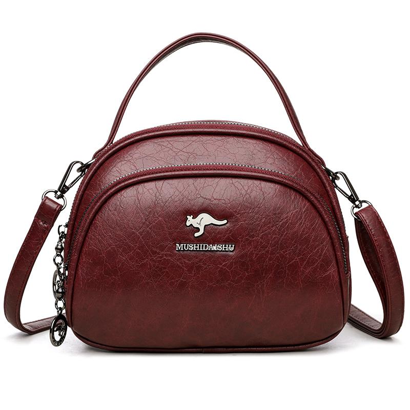 

Женская кожаная сумка через плечо, маленькая круглая сумка, сумка для мамы среднего возраста красный