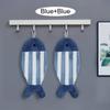 2pcs Cute Fish-Shaped Hand Towels - Soft & Absorbent Coral Fleece, Hanging Design with Striped Patterns, Perfect for Bathroom