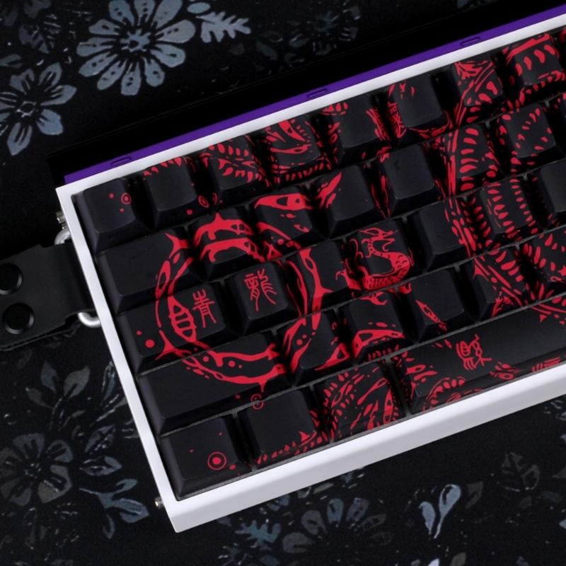 Side Printed Keycaps Intricate Pattern Theme for 60% 68% Mechanical Keyboards Heat Sublimation Printing