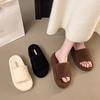 Mode Damen Pelz Hausschuhe Lässige Flache Schuhe Mode Kurzer Plüsch Wildleder Zehentrenner 2025 Winter Gemütliche Slingback Damen Pantoletten Zapatos Mujer