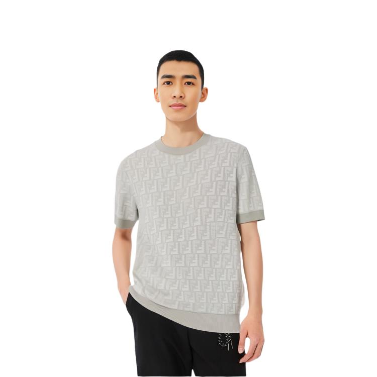 FENDI Shadow-intarsia Knit T-shirt FZY443APJHF0QB9