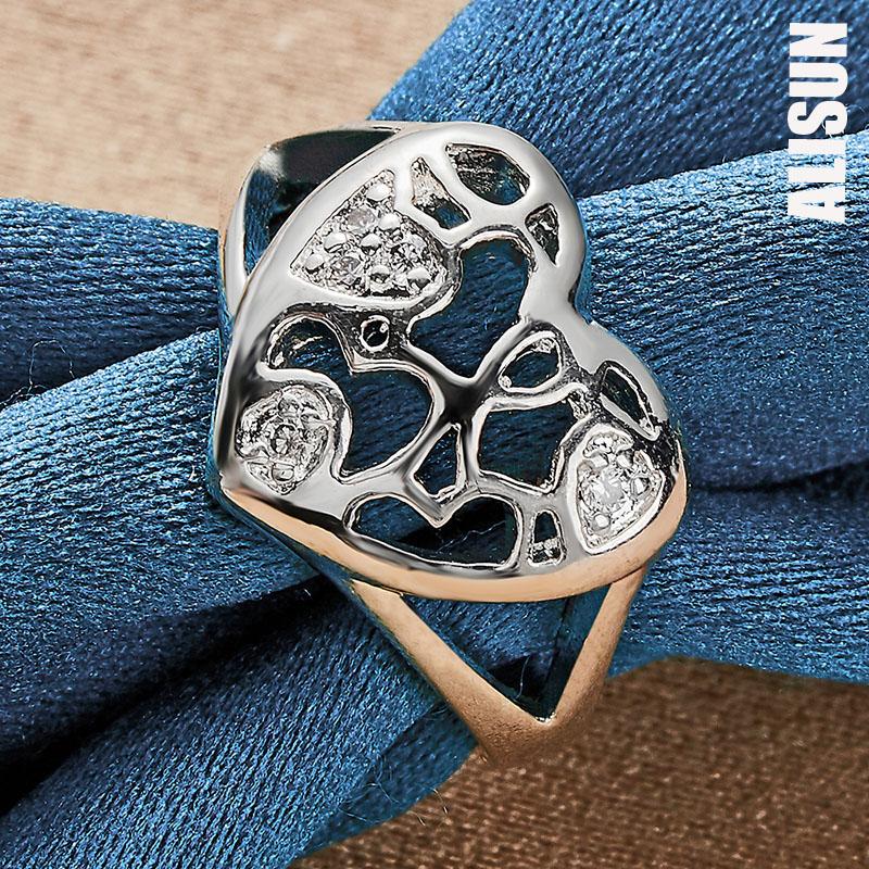 Bague en argent sterling 925 avec zircon AAA en forme de cœur, bijou de mariage tendance