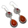 Carnelian, Garnet Gemstone Handmade 925 Sterling Silver Jewelry Earring 2.25"