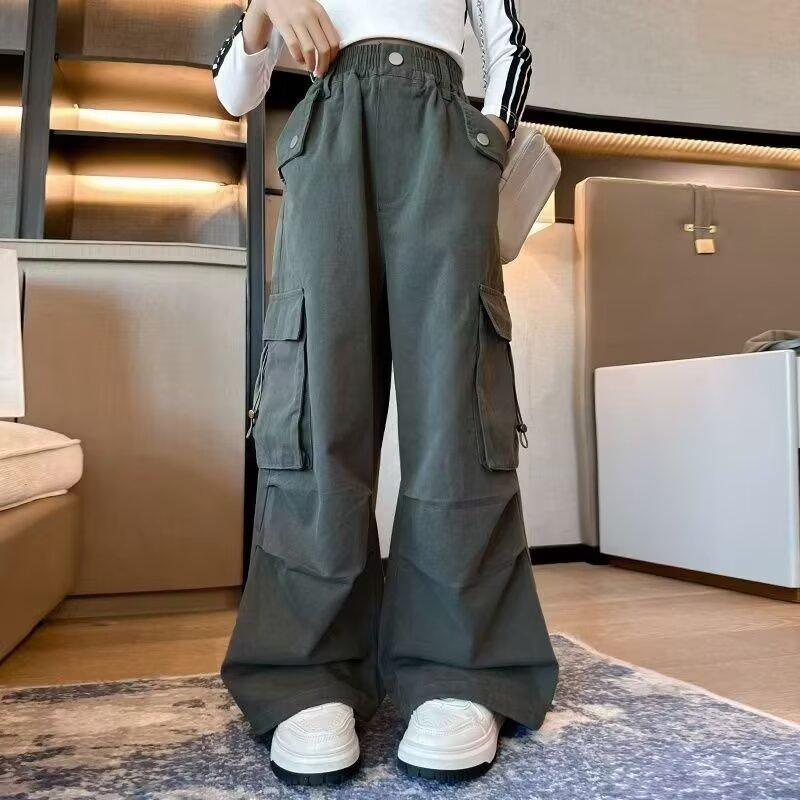Boys' Spring and Summer Autumn Pants Children and Teens Pants Thin Children's Sports Straight Pants Trendy Three-Bar Pants Trendy