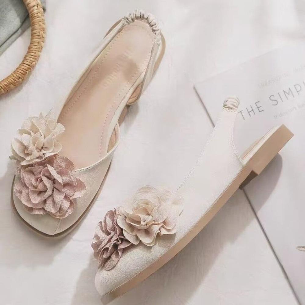 Women Summer Flat Sandals with Skirt Low Heel 1cm 3cm Comfortable Flower Design Female Shoes Women Sandals
