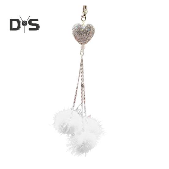 

Подвесной кулон в форме сердца, аксессуары для зеркала заднего вида автомобиля со шнурком, легко подвешиваемые сверкающие подвесные подвески белый