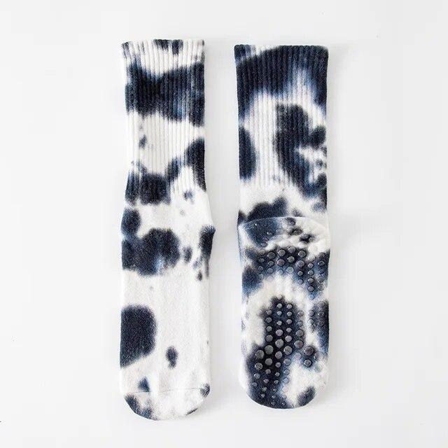 New Fashion Tie-dye Mid-calf Yoga Socks Pilates Socks Indoor Special Non-slip Sports Socks Dance Fitness Floor Socks