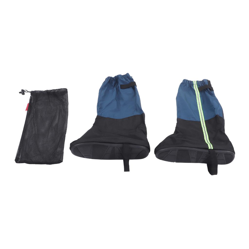 A Pair Shoes Cover Boots Gaiters Blue Waterproof Antiskid Boots Gaiter with Reflective Strip for Hiking Size L