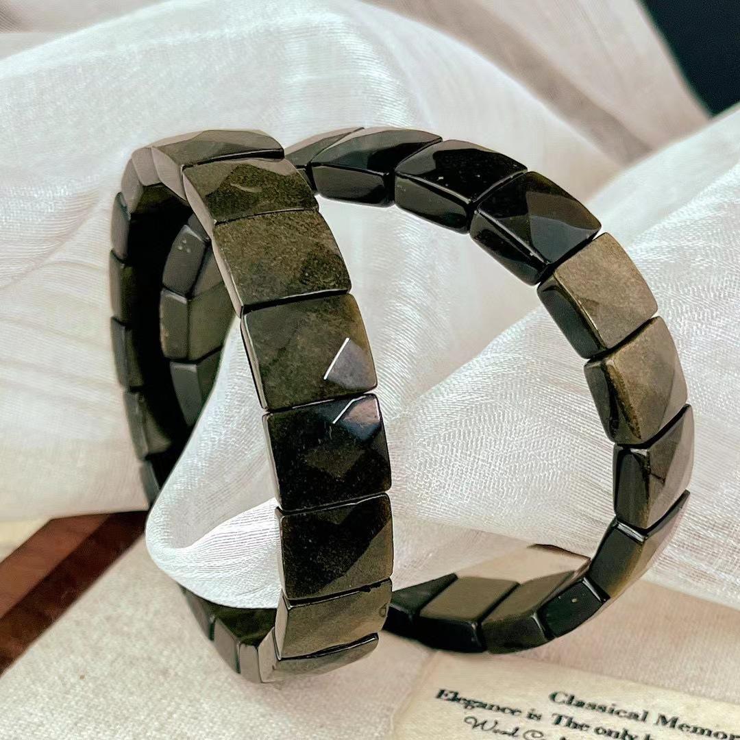 Retro Autumn And Winter New Natural Obsidian Bracelet Maillard Style Bracelet