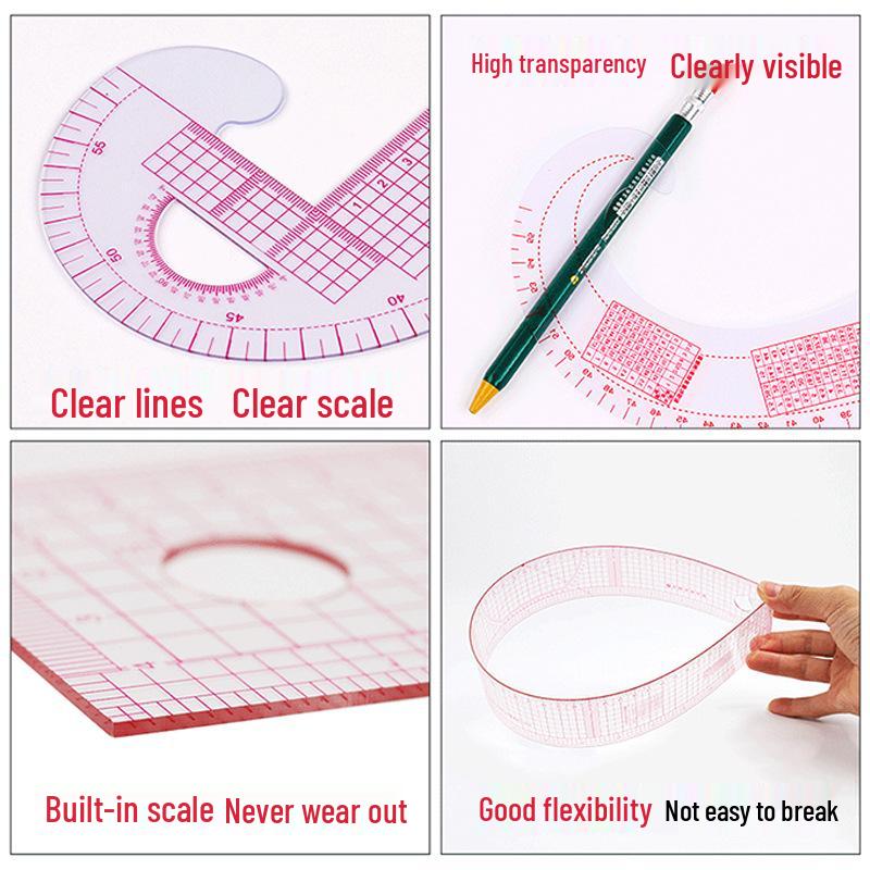Multifunctional Dressmaking and Grading Ruler Set for Sewing, Tailoring, Curve Cutting, and Proportion Pattern Making