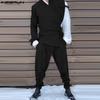 INCERUN Two Pieces Outfits Men One Shoulder Shirt Long Bandage Harem Pants Sets