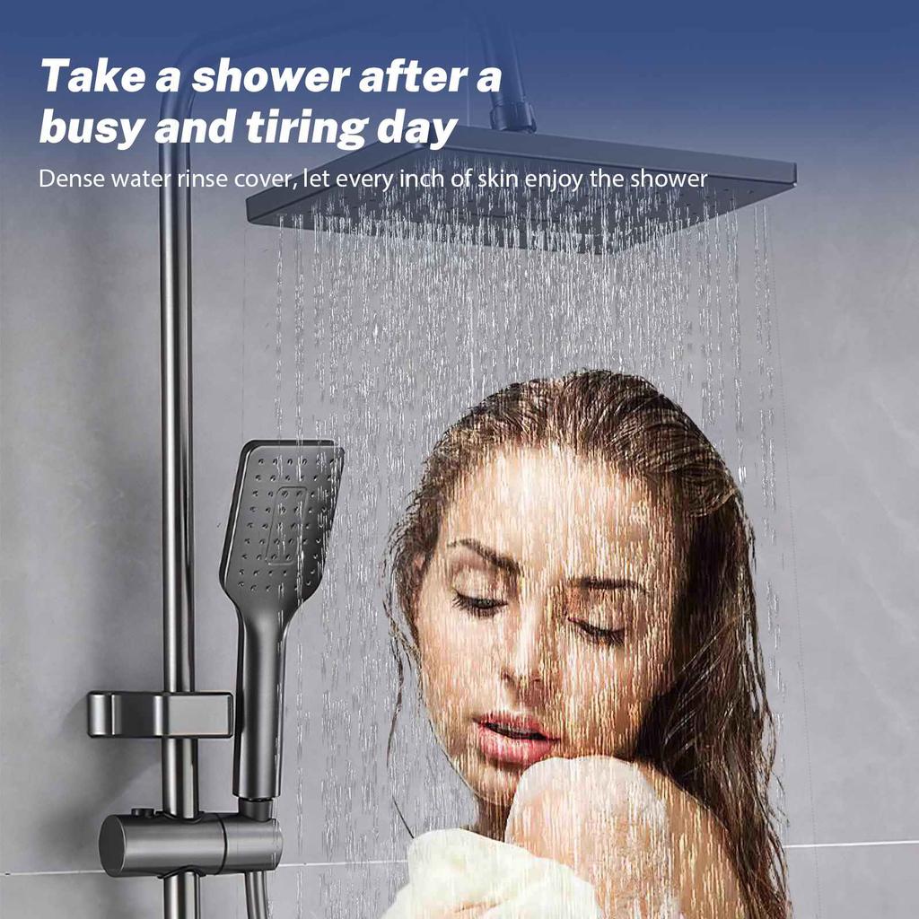 Bathroom Stainless Shower Full Set 3 Fashion Bathtub Shower System Pressed Shower Sets Thermostatic Self-cleaning Shower Faucet