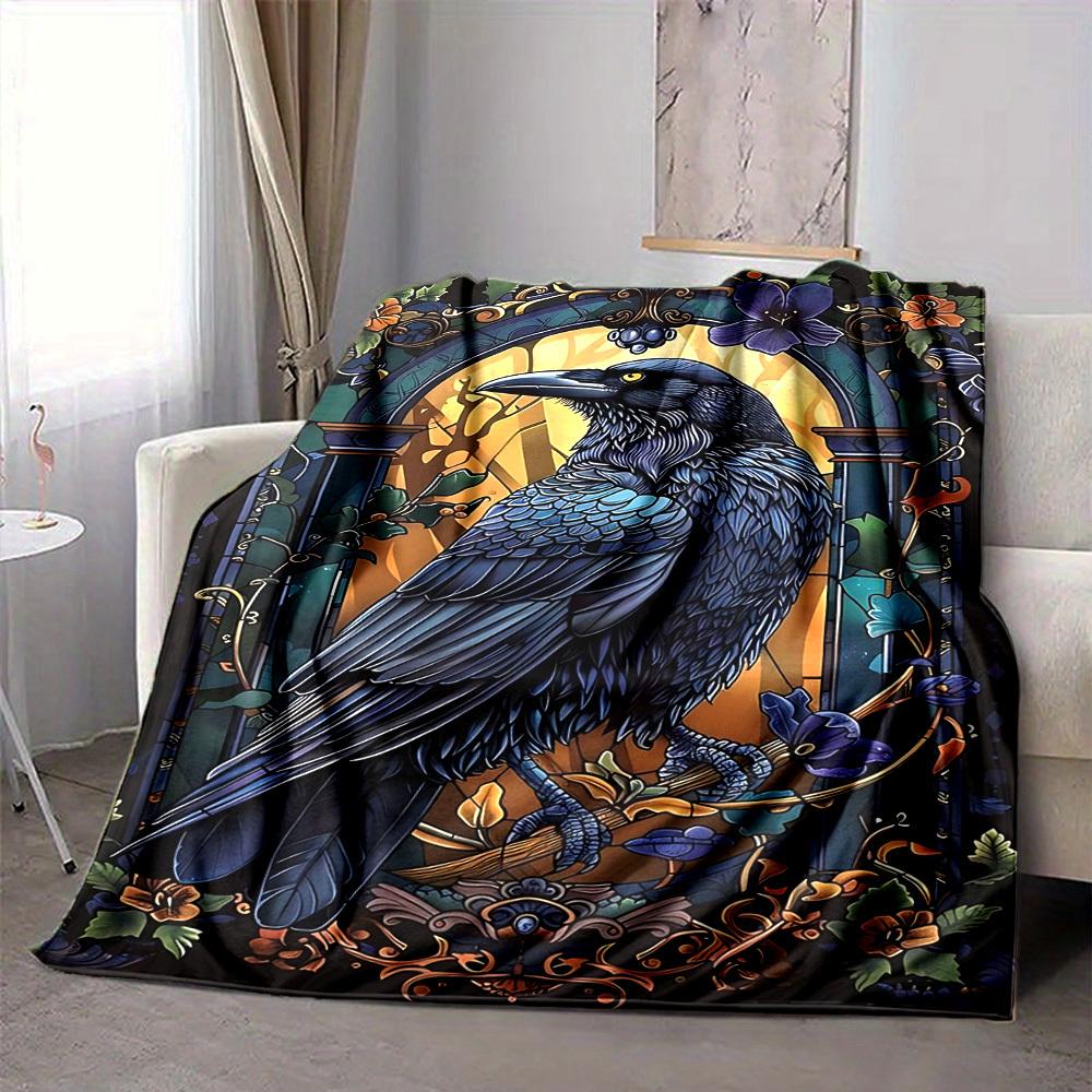 1pc Raven Ornament Blanket Lightweight Blanket Throw Blanket For Sofa, Bed, Travel, Camping, Livingroom, Office, Couch, Chair Yy251010057