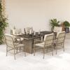 Vidaxl 7-Cz. Garden Furniture Set With Cushions, Beige, Poly Rattan