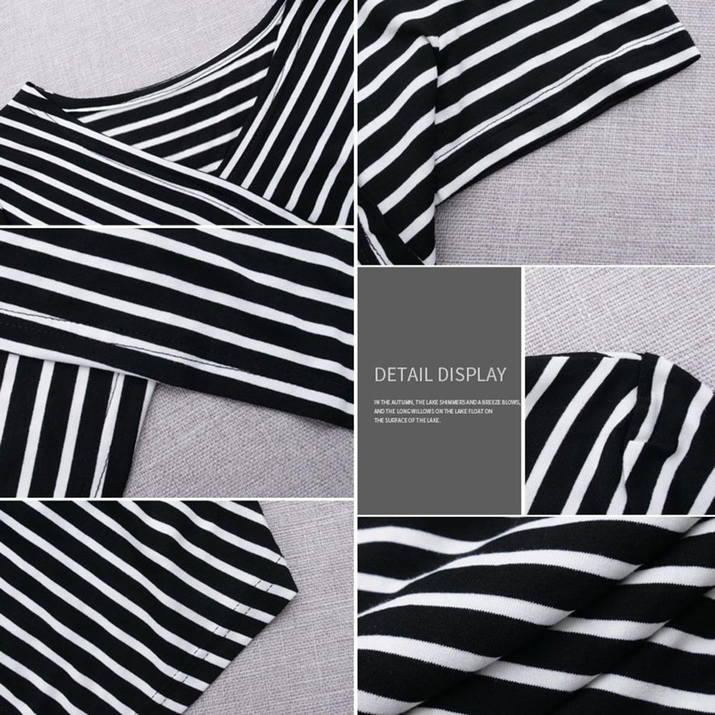 Buy Striped T Shirt Women Summer V-Neck Short Sleeve Irregular Slim ...
