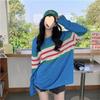 Ice Silk Striped T Shirt For Women With Loose Fit And Summer Style