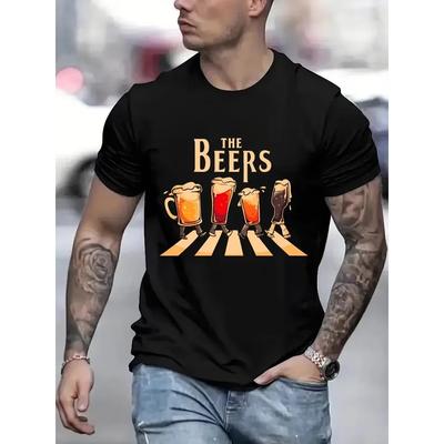 The Beers Printing Herren T-Shirts Atmungsaktive Markenoberteile Street Fashion T-Shirt Herren Casual Sommer T-Shirts Mode Herren T-Shirts