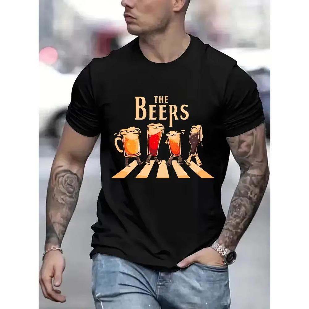The Beers Printing Pánská trička Prodyšné Značkové Top Streetová Móda Tričko Pánská Ležérní Letní Trička Módní Pánská Trička