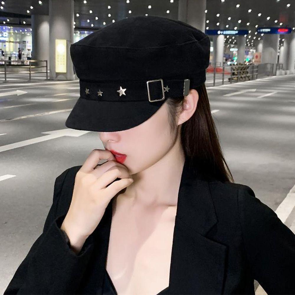 Elegant Navy Style Cotton Painter Hat Beret Hat Newsboy Cap Octagonal Cap