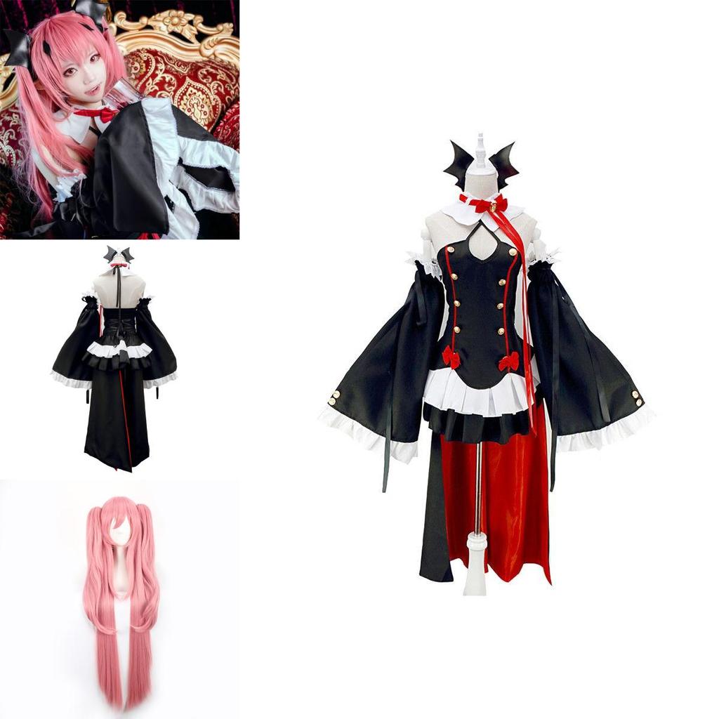 Elegant Seraph Of The End Krul Tepes Vampire Cosplay Costume Dress In Black