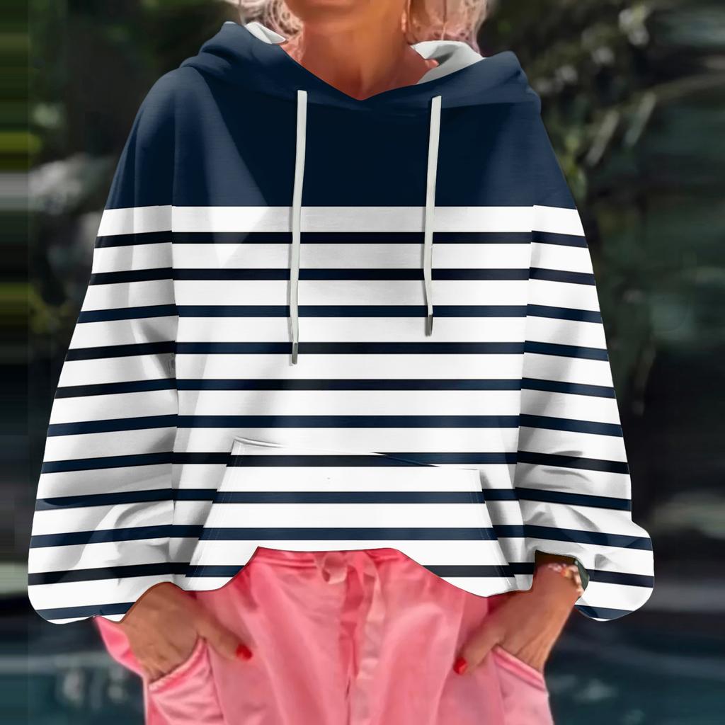 Women's Floral Print Loose Casual Long Sleeved Hooded Sweatshirt