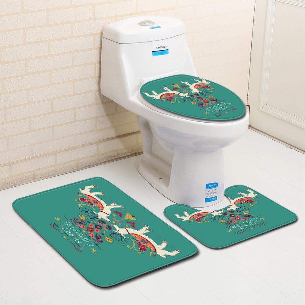 Christmas Bathroom Floor Mat Toilet Three-Piece Set