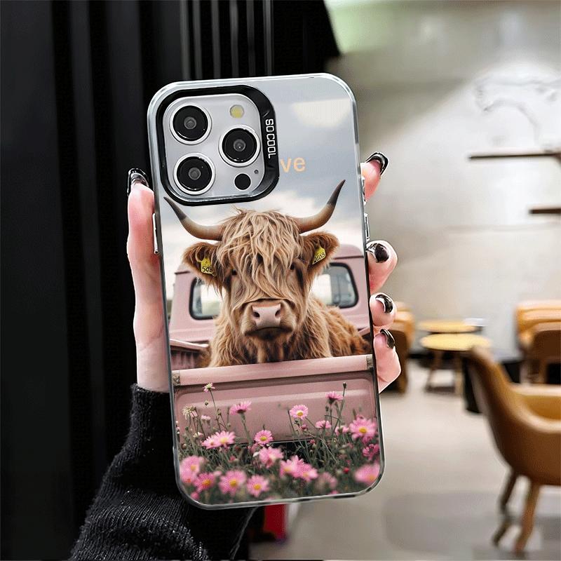 Cute Highland Cow Shockproof Phone Case for iPhone 17 Air 16 16E 15 Pro Max 14 Plus 13 Mini 12 Back Cover Anti Fall Fundas
