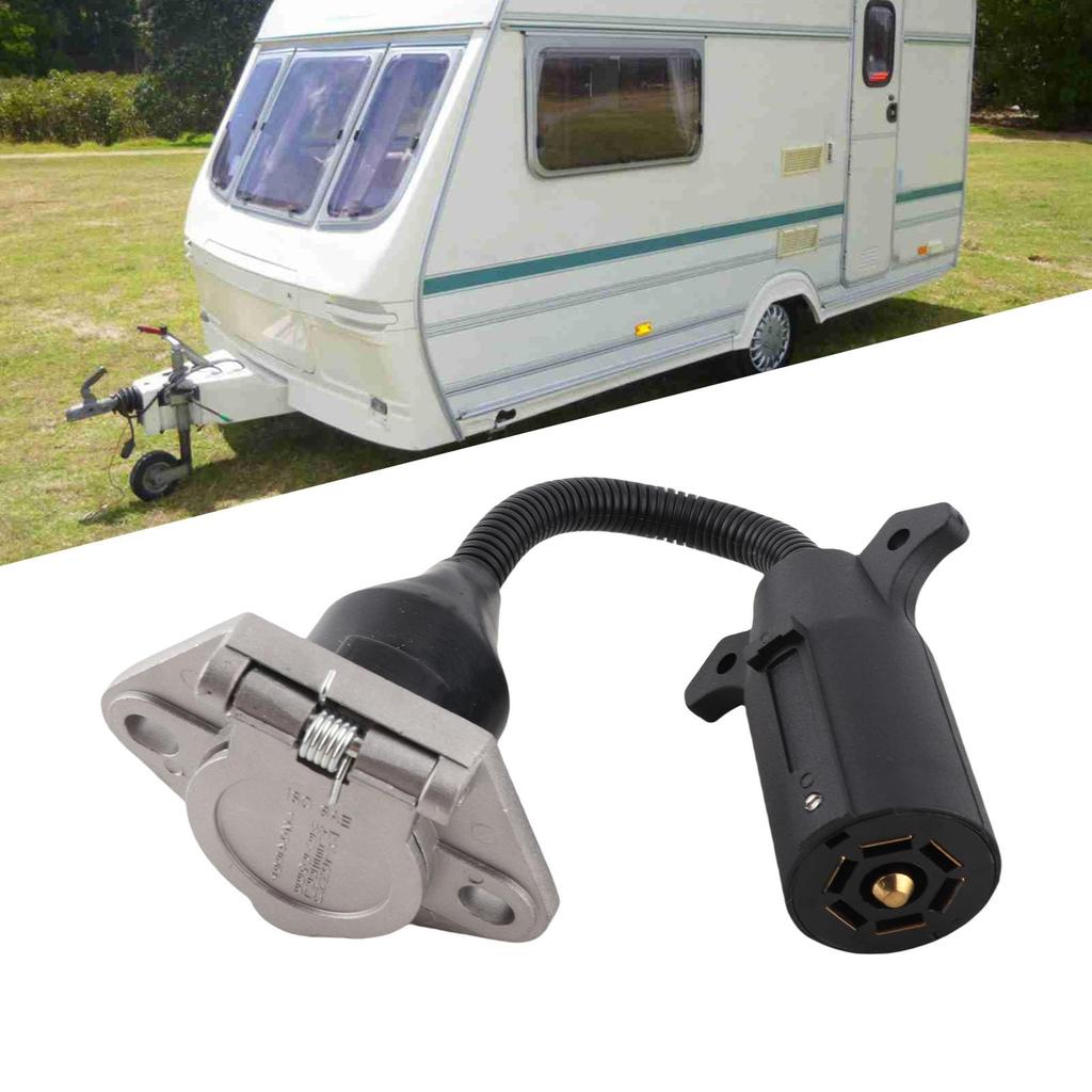 VGEBY Trailer Socket Trailer Adapter Cord 7 Flat Pin To 7 Round Pin Connector