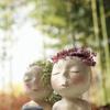 Kreativt ansikt Blomsterkrukke Hode Plantekar Potte Sukkulent Plantekar Harpiks Kunst Statue Skulptur Potte Dekorative Ornamenter Vase