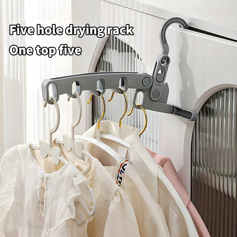 Portable Foldable Travel Hanger Folding Clothes Drying Rack Travel Hangers Hanging Rack with 5 Holes for Hotel Camping Travel