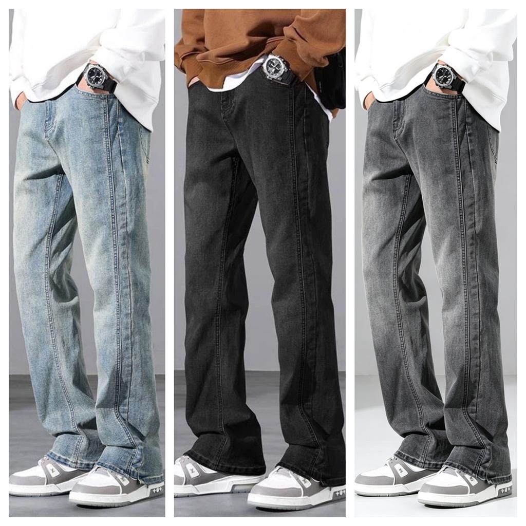 Loose Straight American High Street Jeans Men's Trendy Vintage Elastic Long Trousers New Style Casual Jeans Clean Fit