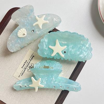 1PC Ocean Series Girl's Shell Hair Claw Clip New French Style High-End Back Bun Hairpin