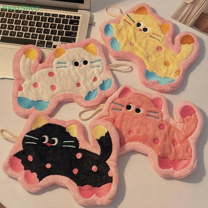 Super Absorbent Hand Towel Cartoon Kitten Shape Kitchen Bathroom Cleaning Cloth
