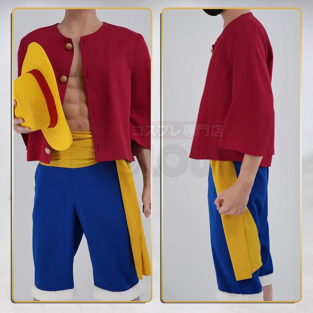 HOLOUN ONE PIECE Monkey D. Luffy Cosplay Costume, Anime Costume, Halloween Costume, Performance Costume, Holiday Gift, Size 2XL