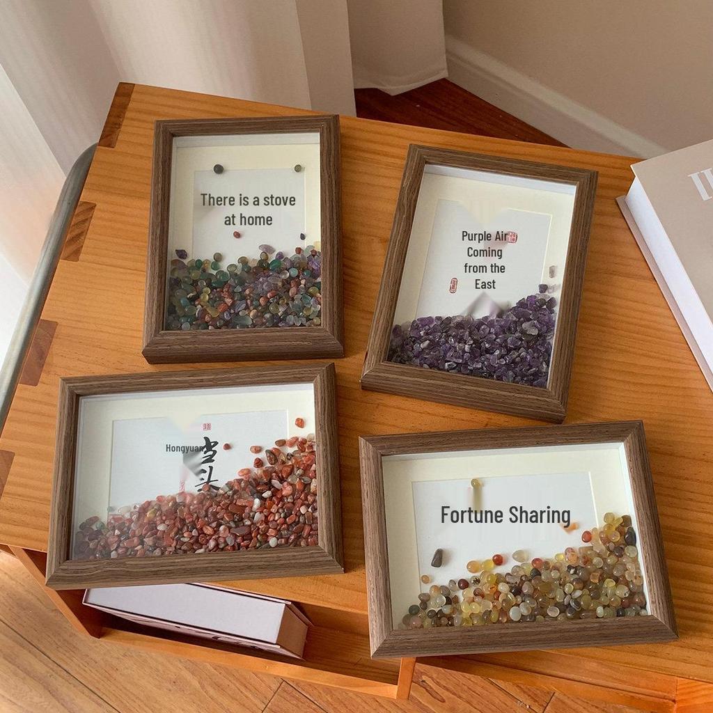 Creative Natural Crystal Photo Frame: Home Blessing & Demagnetizing Stone Ornament - Ideal Housewarming Gift