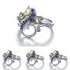 Eleganter Damenring mit versilbertem Saphir-Seepferdchen, perfekt für Hochzeiten und Partys