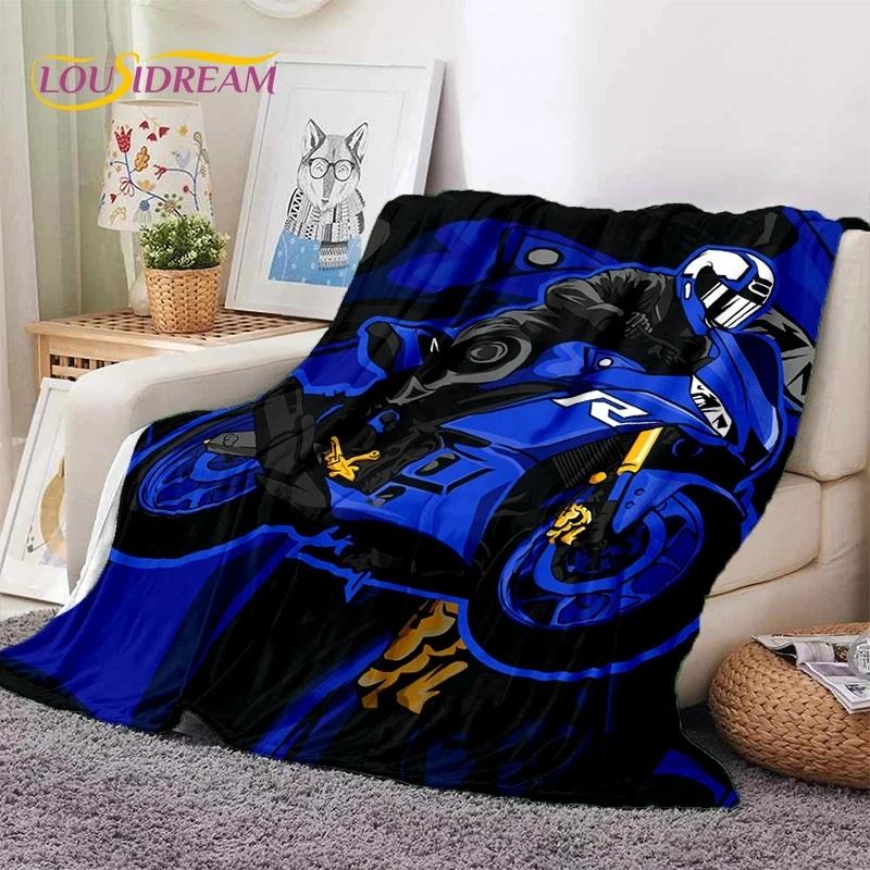 Motocross Modern Retro Motorcycle Soft Blankets Cozy Warm Throw for Picnic Bed Sofa Home Bedroom