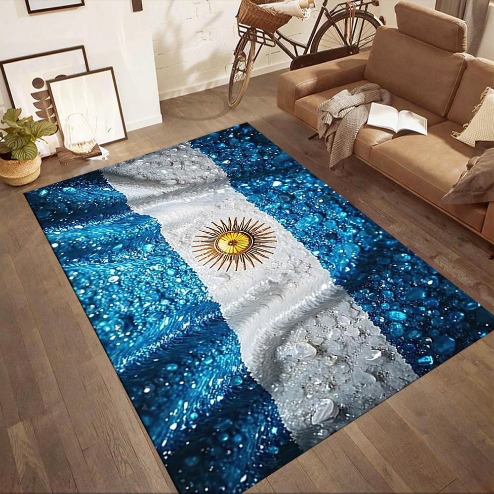 Argentina Sparkle Flag Square Rugs Are a Great Choice for Living Rooms, Bedrooms, Home Décor, and As Gifts.