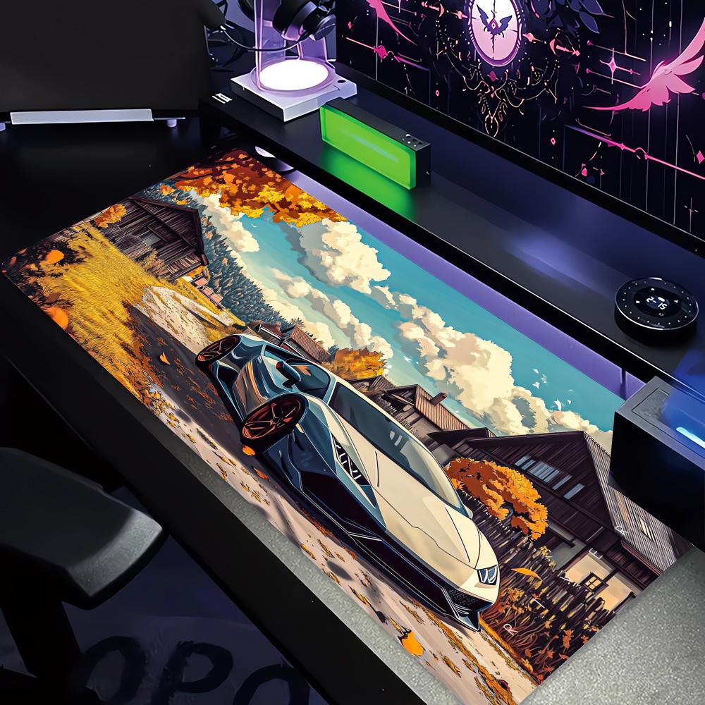 1 Stück Sportwagen-Muster XXL Gaming-Mauspad, rutschfeste Schreibtischmatte mit genähten Kanten, Tastaturmatte, Computerzubehör für PC-Gamer