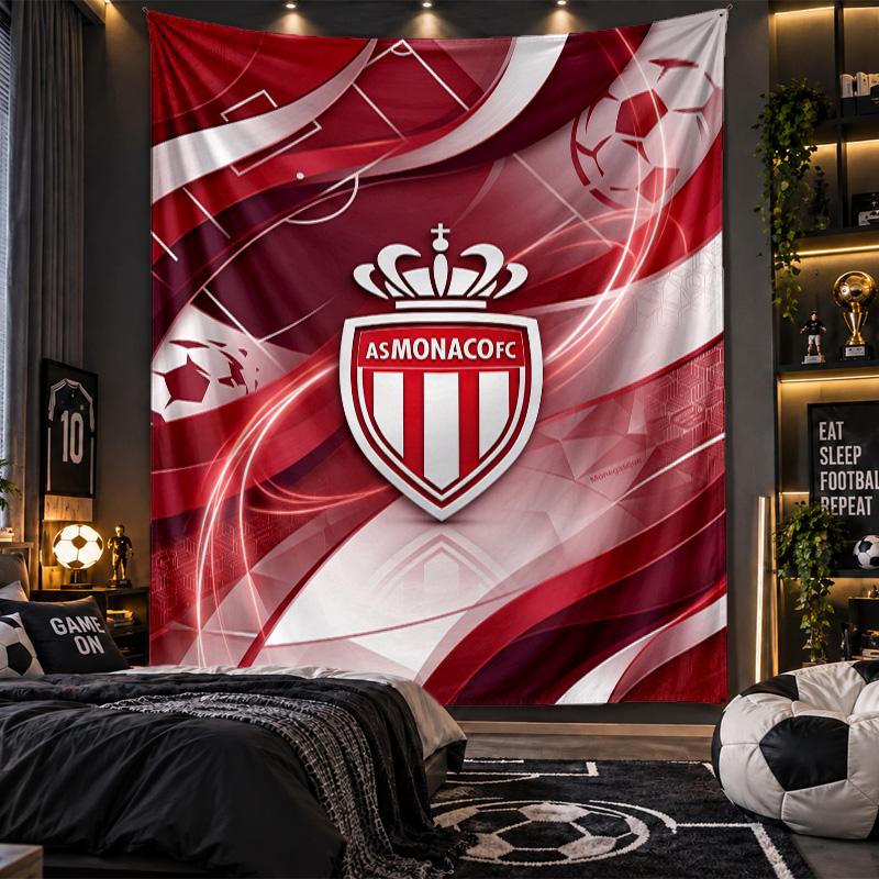Wall Hanging Tapestry Monaco FC Print Cloth for Living Room Bedroom Home Decor