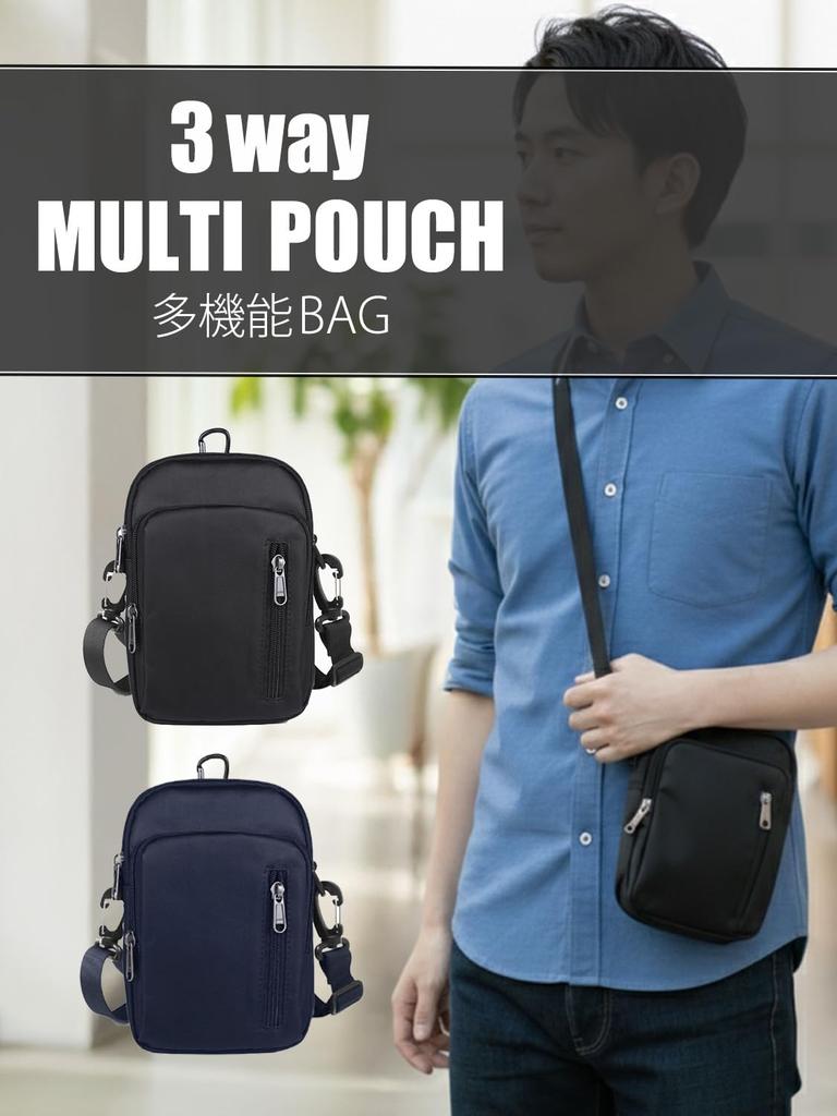 Shoulder Crossbody Small Item Waist Pouch MIKA&MAYA Men's Bag, Bag, Pouch, (Black)