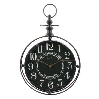 [A1213] - Black 'Gusset' Metal Wall Clock (the British Company) - 53x36cm