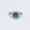 Emerald Simple Pave Setting Gift 1 Carat Moissanite PT950 Platinum Ring Women - Emerald for Elegance, Exquisite Pave